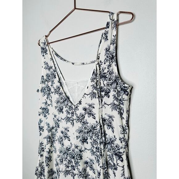 JASON WU White Blue Floral Print Sleeveless Lace Insert Criss Cross Back Dress12 - Picture 8 of 16
